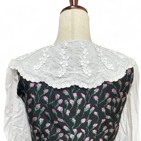 & Other Stories Embroidered Jacquard Mini Dress with Contrasting Cotton Sleeves - Picture 4 of 12
